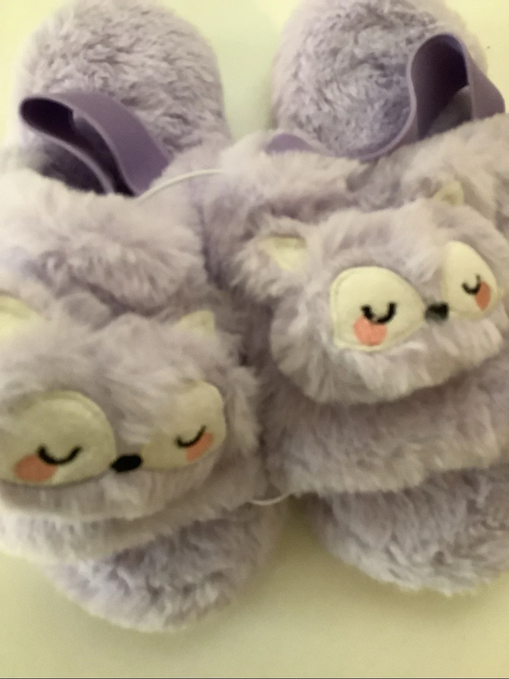 Claire’s Girls Size Large Lavender Plush Animal Slippers. New With Tags